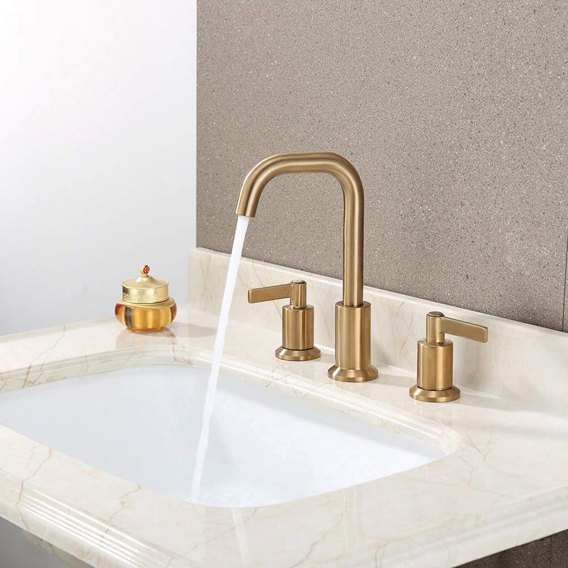 Derengge Two Handle Widespread Bathroom Sink Faucet with Pop up Drain,8 Inch Brushed Gold Lavatory Faucet 3 Hole,LF-3288-CS - Image 2